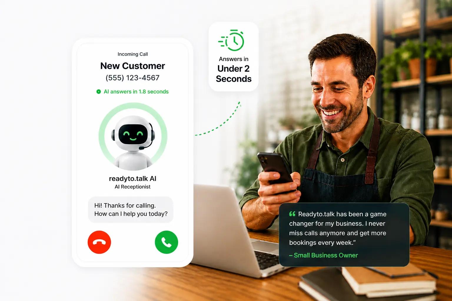 AI receptionist answering a call